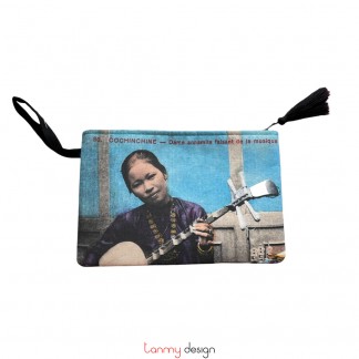 Travel pouch - woman and traditional instruments 20*15cm